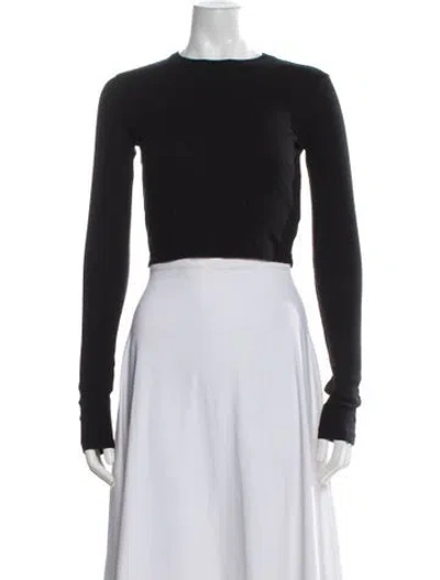 Pre-owned Cotton Citizen Crew Neck Long Sleeve Crop Top In Black