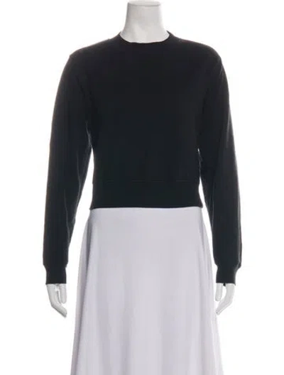 Pre-owned Cotton Citizen Crew Neck Long Sleeve Crop Top In Black