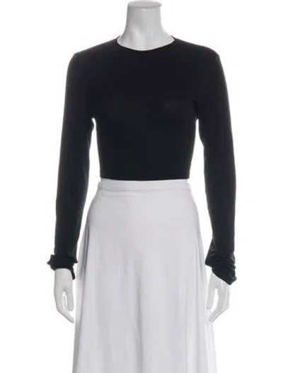 Pre-owned Cotton Citizen Crew Neck Long Sleeve Crop Top In Black