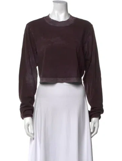 Pre-owned Cotton Citizen Crew Neck Long Sleeve Crop Top In Brown