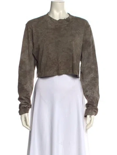 Pre-owned Cotton Citizen Crew Neck Long Sleeve Crop Top In Neutral