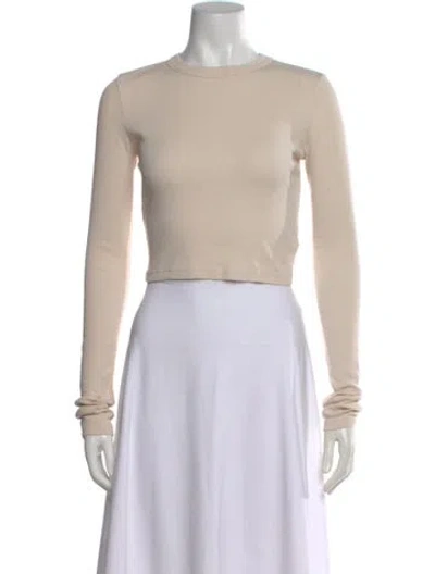 Pre-owned Cotton Citizen Crew Neck Long Sleeve Crop Top In Neutral