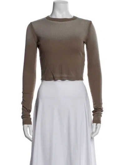 Pre-owned Cotton Citizen Crew Neck Long Sleeve Crop Top In Neutral