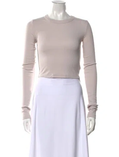 Pre-owned Cotton Citizen Crew Neck Long Sleeve Crop Top In Neutral