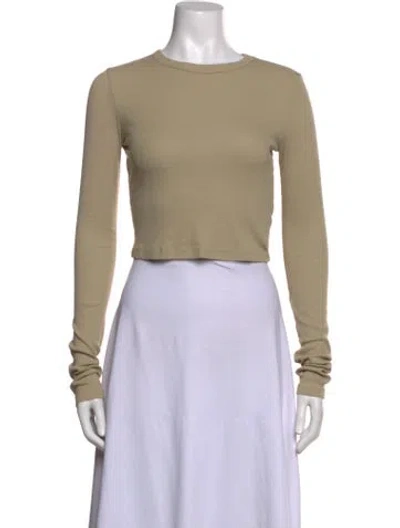Pre-owned Cotton Citizen Crew Neck Long Sleeve Crop Top In Neutrals
