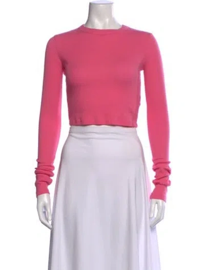 Pre-owned Cotton Citizen Crew Neck Long Sleeve Crop Top In Pink