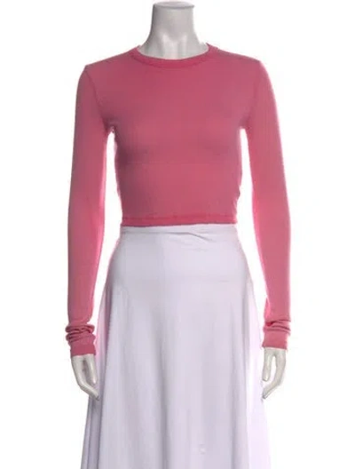 Pre-owned Cotton Citizen Crew Neck Long Sleeve Crop Top In Pink