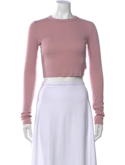 Pre-owned Cotton Citizen Crew Neck Long Sleeve Crop Top In Pink