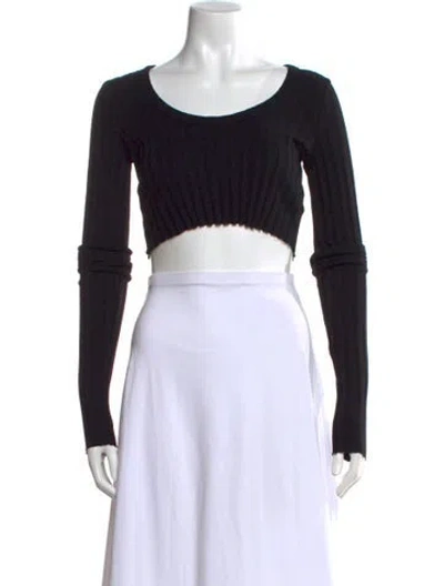 Pre-owned Cotton Citizen Crew Neck Long Sleeve Crop Top W/ Tags In Black