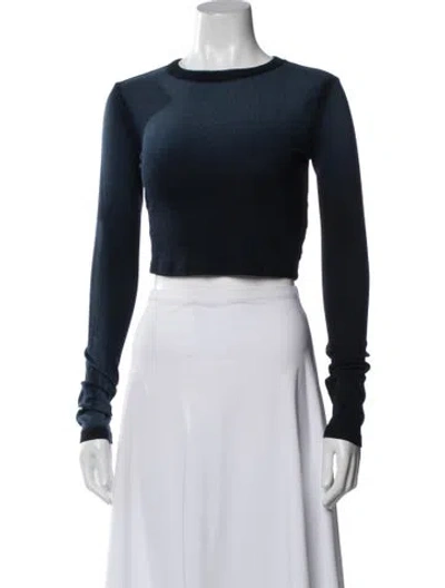 Pre-owned Cotton Citizen Crew Neck Long Sleeve Crop Top W/ Tags In Blue