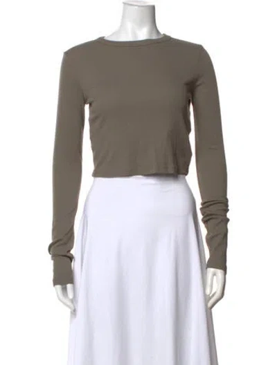 Pre-owned Cotton Citizen Crew Neck Long Sleeve Crop Top W/ Tags In Green