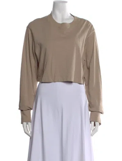 Pre-owned Cotton Citizen Crew Neck Long Sleeve Crop Top W/ Tags In Neutral