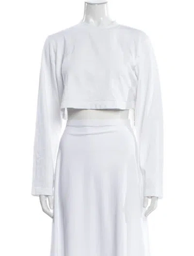 Pre-owned Cotton Citizen Crew Neck Long Sleeve Crop Top In White