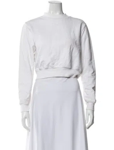 Pre-owned Cotton Citizen Crew Neck Long Sleeve Crop Top In White