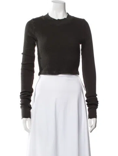 Pre-owned Cotton Citizen Crew Neck Long Sleeve Crop Top In White