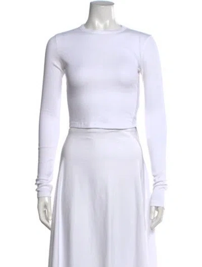 Pre-owned Cotton Citizen Crew Neck Long Sleeve Crop Top In White