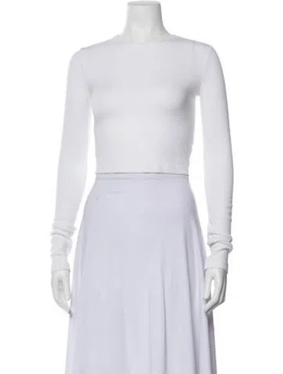 Pre-owned Cotton Citizen Crew Neck Long Sleeve Crop Top In White