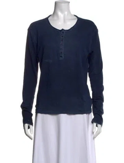 Pre-owned Cotton Citizen Crew Neck Long Sleeve Top In Blue