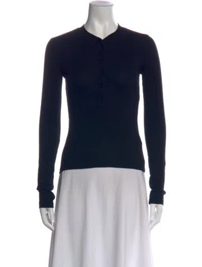 Pre-owned Cotton Citizen Crew Neck Long Sleeve Top In Blue