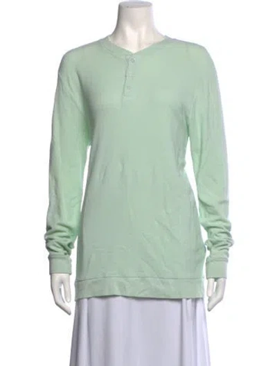 Pre-owned Cotton Citizen Crew Neck Long Sleeve Top In Green
