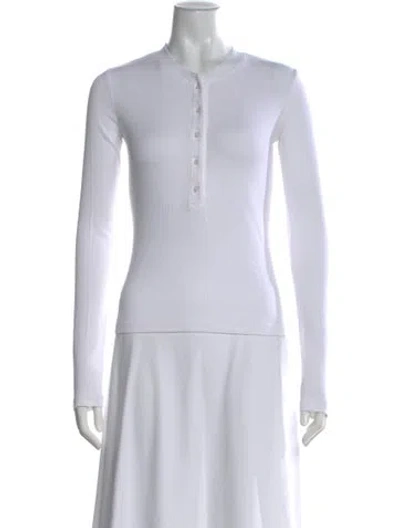Pre-owned Cotton Citizen Crew Neck Long Sleeve Top In White