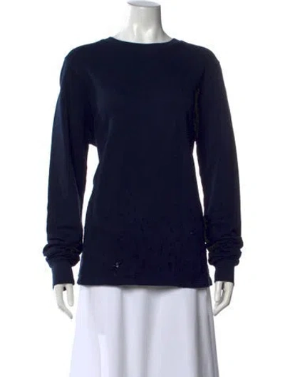 Pre-owned Cotton Citizen Crew Neck Long Sleeve T-shirt In Blue