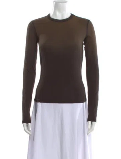 Pre-owned Cotton Citizen Crew Neck Long Sleeve T-shirt In Brown