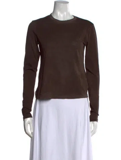 Pre-owned Cotton Citizen Crew Neck Long Sleeve T-shirt In Brown