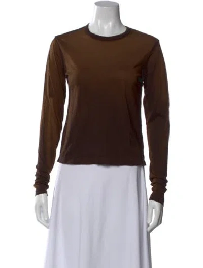 Pre-owned Cotton Citizen Crew Neck Long Sleeve T-shirt W/ Tags In Brown