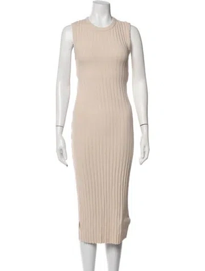 Pre-owned Cotton Citizen Crew Neck Midi Length Dress In Neutrals