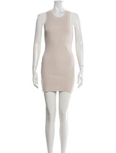 Pre-owned Cotton Citizen Crew Neck Mini Dress In Neutrals