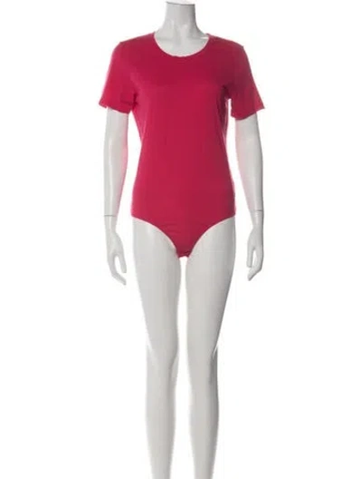 Pre-owned Cotton Citizen Crew Neck Short Sleeve Bodysuit In Pink