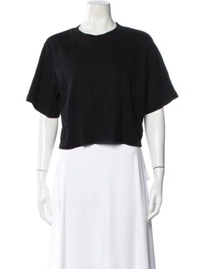 Pre-owned Cotton Citizen Crew Neck Short Sleeve Crop Top In Black