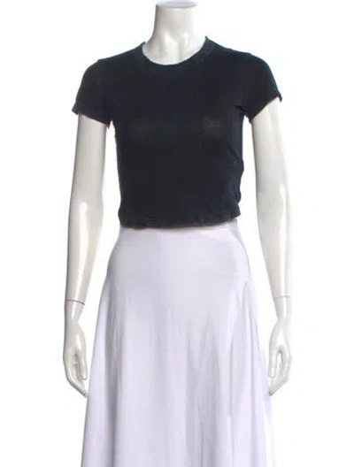 Pre-owned Cotton Citizen Crew Neck Short Sleeve Crop Top In Black