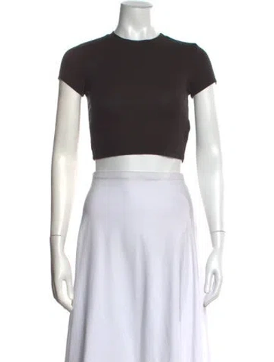 Pre-owned Cotton Citizen Crew Neck Short Sleeve Crop Top In Black