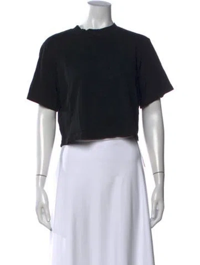 Pre-owned Cotton Citizen Crew Neck Short Sleeve Crop Top In Black