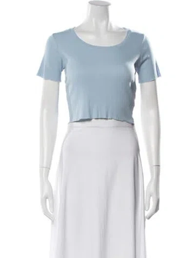 Pre-owned Cotton Citizen Crew Neck Short Sleeve Crop Top In Blue