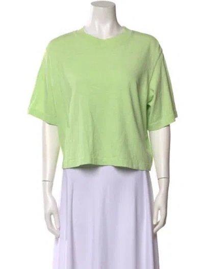 Pre-owned Cotton Citizen Crew Neck Short Sleeve Crop Top In Green