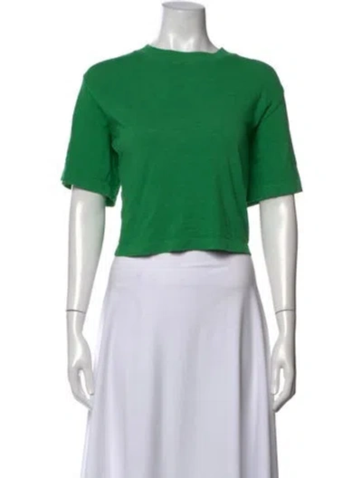 Pre-owned Cotton Citizen Crew Neck Short Sleeve Crop Top In Green