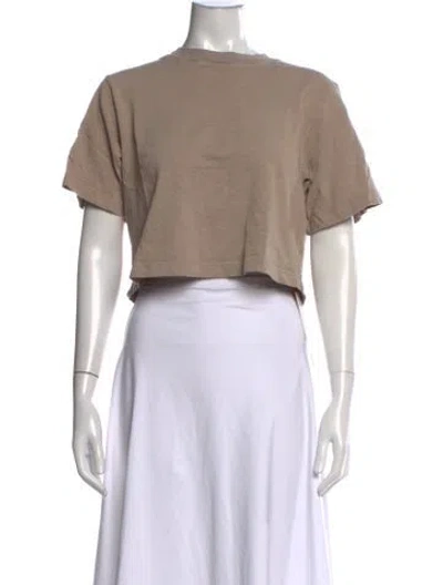Pre-owned Cotton Citizen Crew Neck Short Sleeve Crop Top In Neutrals