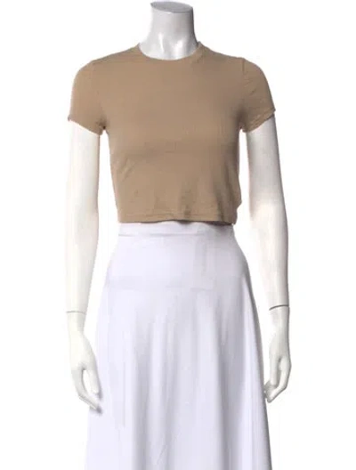 Pre-owned Cotton Citizen Crew Neck Short Sleeve Crop Top In Neutrals