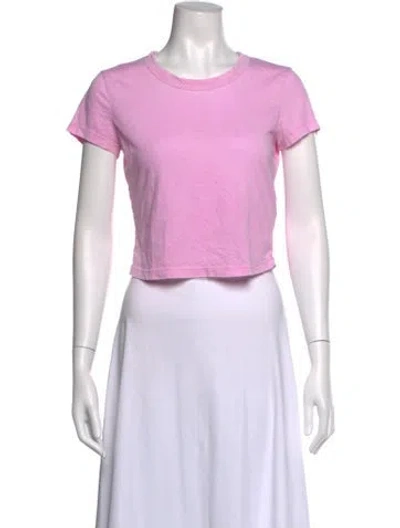 Pre-owned Cotton Citizen Crew Neck Short Sleeve Crop Top In Pink