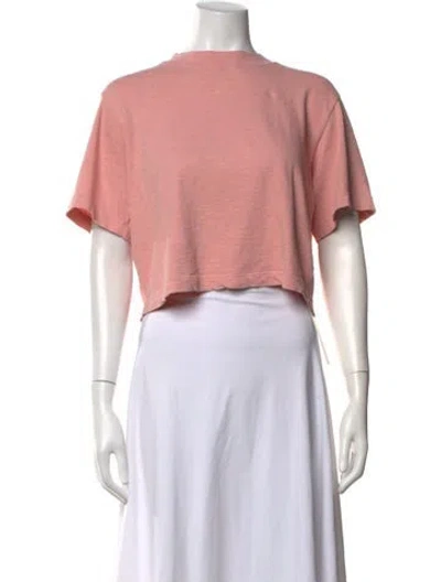 Pre-owned Cotton Citizen Crew Neck Short Sleeve Crop Top In Pink