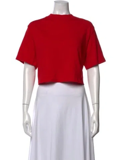 Pre-owned Cotton Citizen Crew Neck Short Sleeve Crop Top In Red