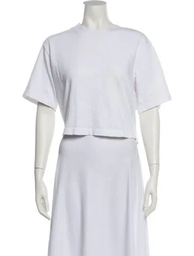 Pre-owned Cotton Citizen Crew Neck Short Sleeve Crop Top In White