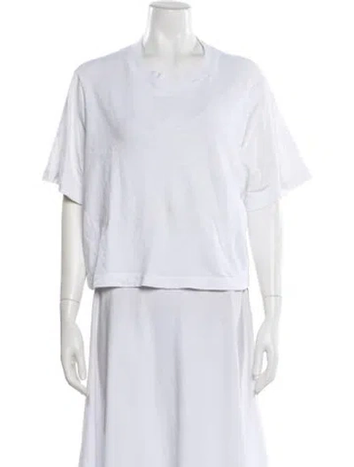 Pre-owned Cotton Citizen Crew Neck Short Sleeve Crop Top In White