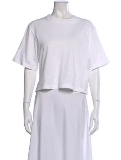 Pre-owned Cotton Citizen Crew Neck Short Sleeve Crop Top In White