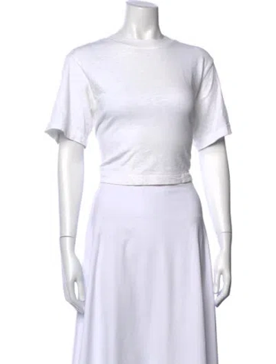 Pre-owned Cotton Citizen Crew Neck Short Sleeve Crop Top In White