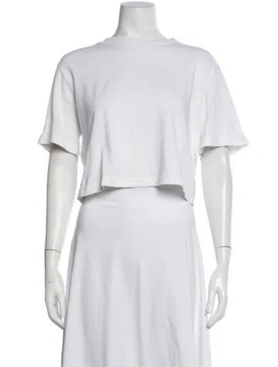 Pre-owned Cotton Citizen Crew Neck Short Sleeve Crop Top In White