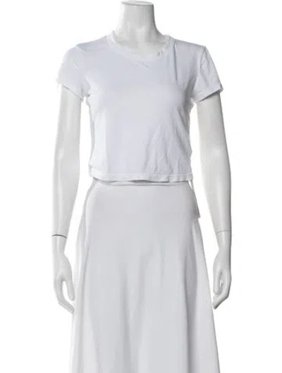 Pre-owned Cotton Citizen Crew Neck Short Sleeve Crop Top In White
